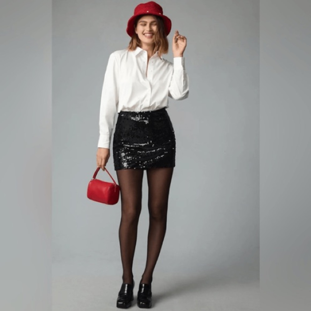 Anthropologie x Mare Mare Buttondown Sequin Twofer Mini Dress